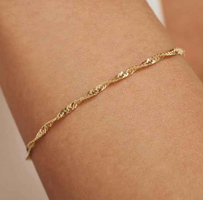 Twist chain bracelet 14ct solid gold