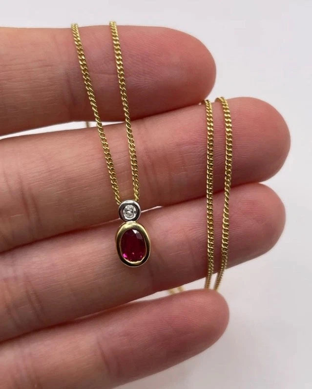 18ct Solid Gold ruby necklace